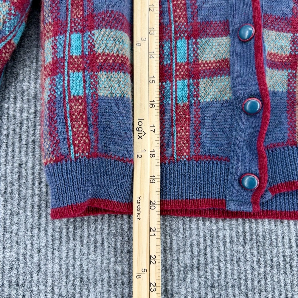 Pendleton Vintage 70s Wool Cardigan Plaid Cropped USA Women's S / M - Picture 7 of 9